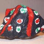 Painted quartz rock with red stripes