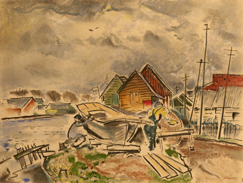 Untitled [workers with boat]